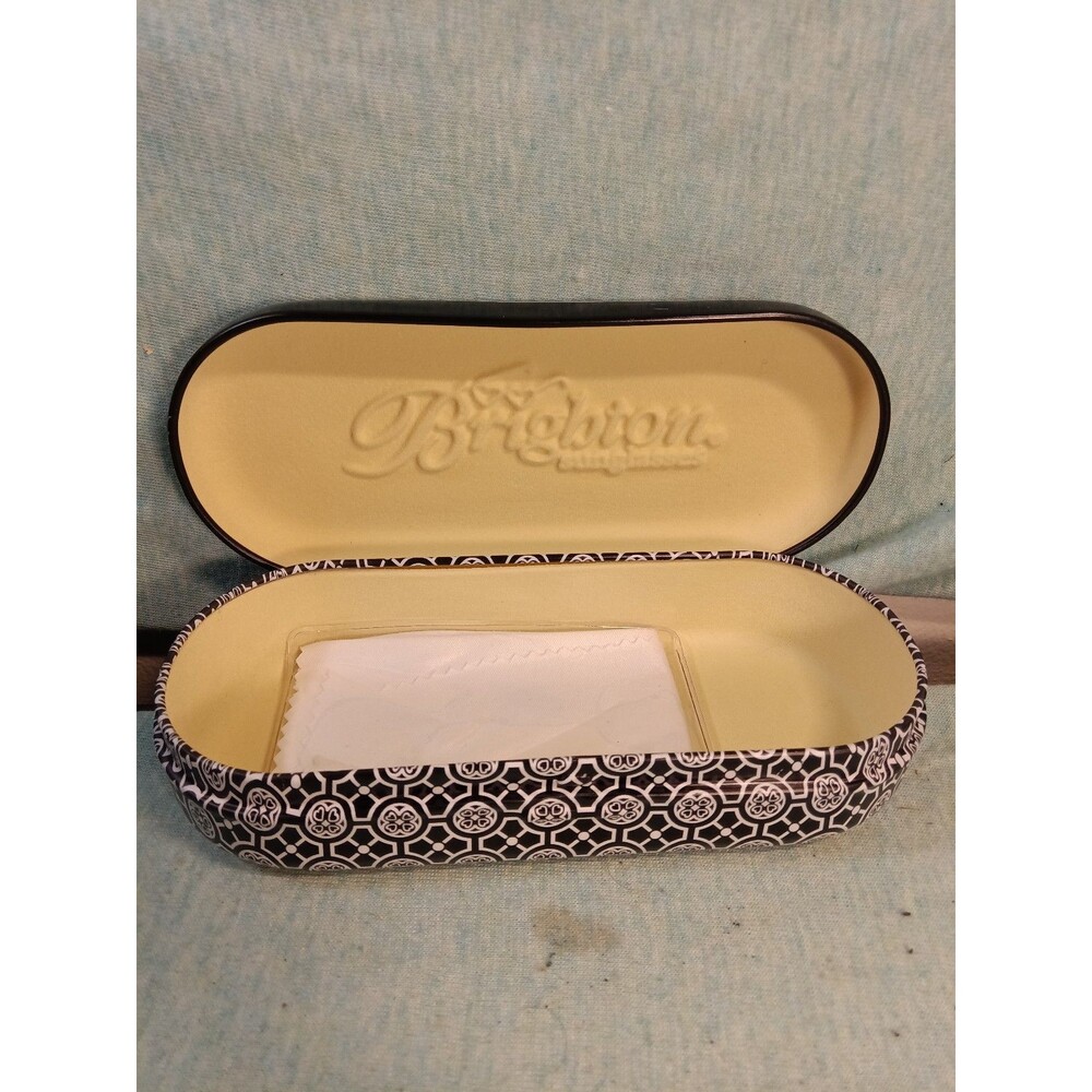 Brighton Black White Geometric & Damask Metal Sunglasses Storage Empty Case